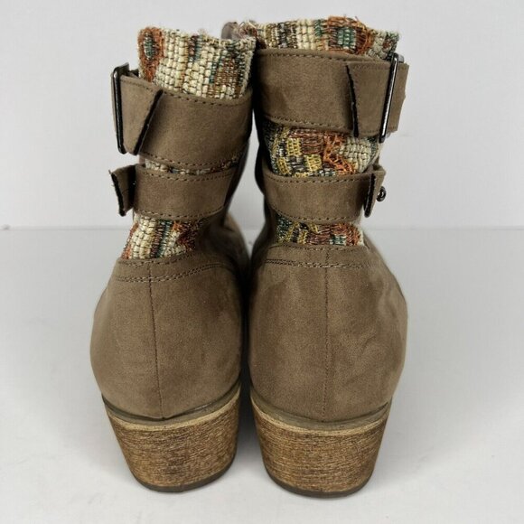 Just Fab Retro Boots Taupe Womens Size 10 Faux Suede Lace-Up Ankle Boots - Picture 4 of 9